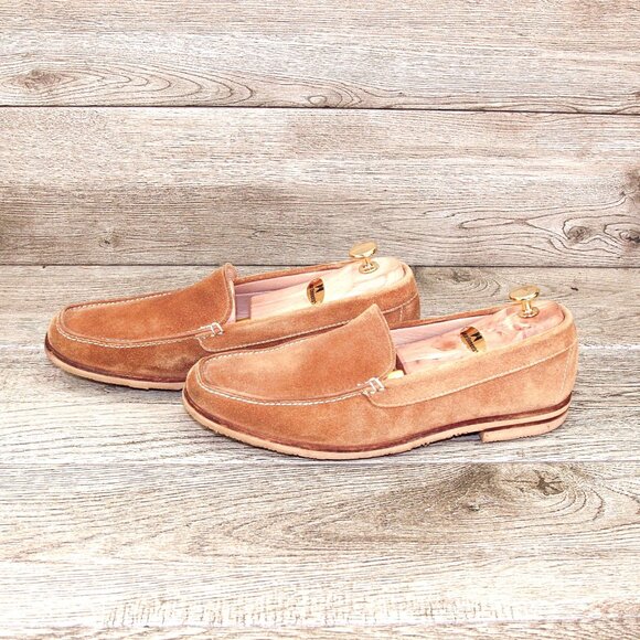 $695 Neiman Marcus GRAVATI Loafer 9.5 M Tan Suede 18133 * add $15 new Trees main image 12